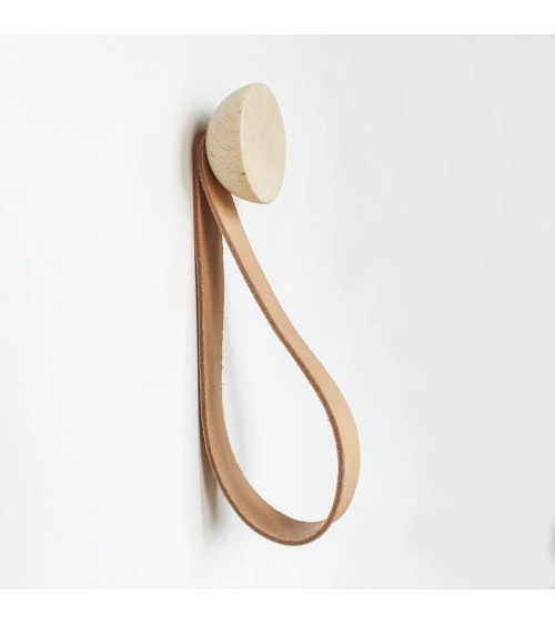 Appendiabiti da parete in legno con cinturino in pelle 5mm Paper Appendiabiti e Ganci design svizzera originale
