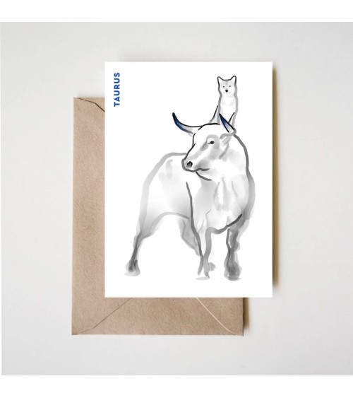 Birthday card horoscope - Taurus Rice&Ink Greeting Card design switzerland original