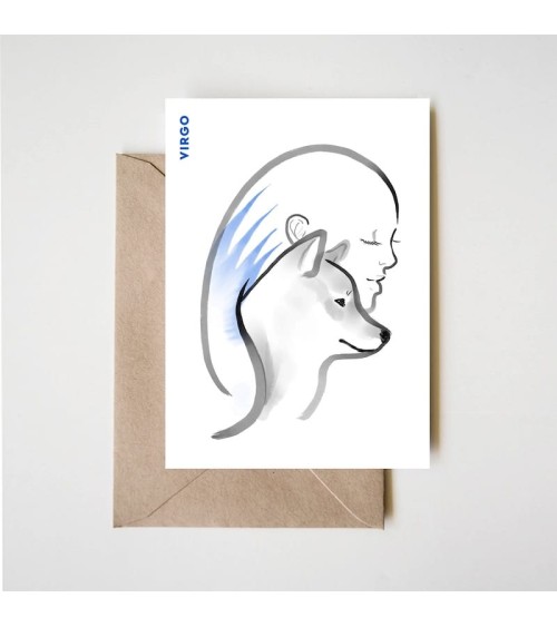 Birthday card horoscope - Virgo Rice&Ink Greeting Card design switzerland original