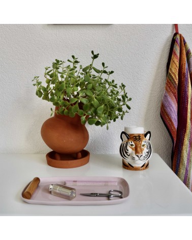 Tigre - Porte crayon & stylo, Petit pot de fleur Quail Ceramics bureau original design pour plantes intérieur à couvert bross...