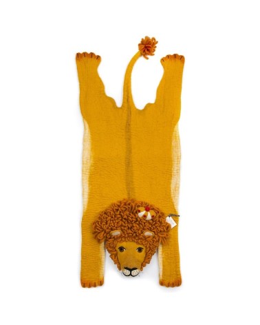 Leopold il leone - Tappeto animale in lana Sew Heart Felt tappeti in lana naturale fatti a mano Tappeto animali bambini