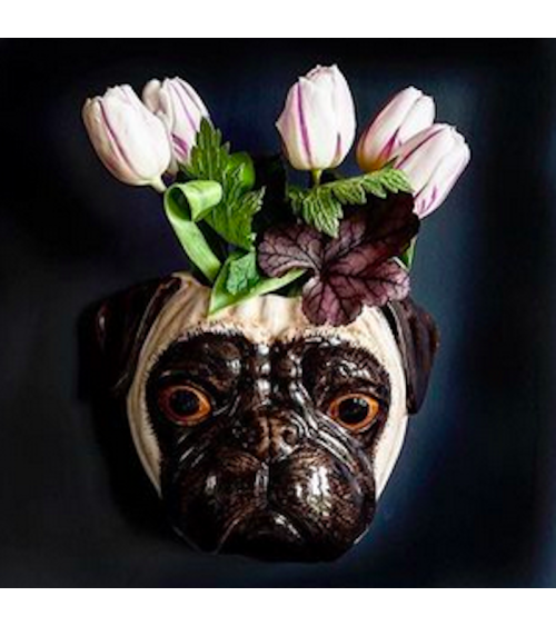 Fawn Pug - Small Dog Wall Vase Quail Ceramics table flower living room vase kitatori switzerland
