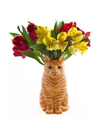 Petit vase à fleurs Chat roux - Vincent Quail Ceramics design fleur décoratif original kitatori suisse