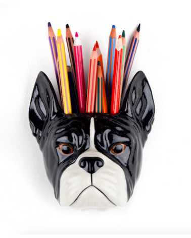 Französische Bulldogge - Kleine Wandvase Hund Quail Ceramics vasen deko blumenvase blume vase design dekoration spezielle sch...