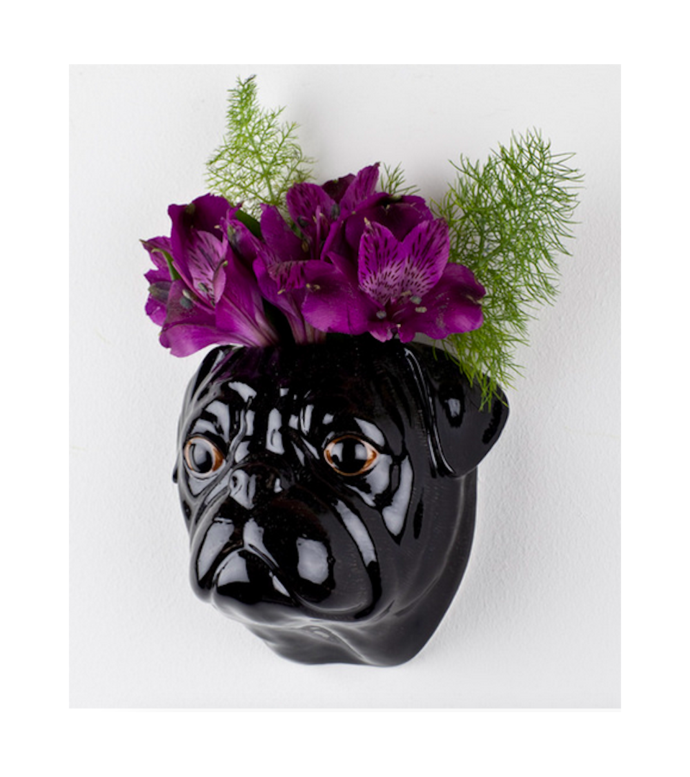 Piccolo vaso da parete Cane - Carlino Nero di Quail Ceramics