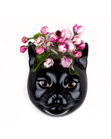 Lucky - Piccolo vaso da parete Gatto nero Quail Ceramics vasi eleganti per interni per fiori decorativi design kitatori svizzera