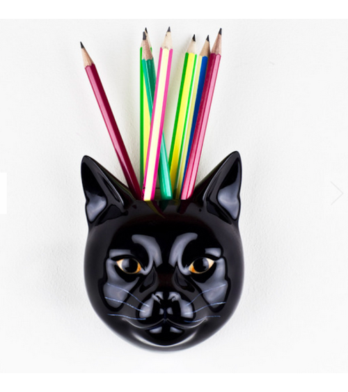 Lucky - Small Wall Vase Black Cat Quail Ceramics table flower living room vase kitatori switzerland