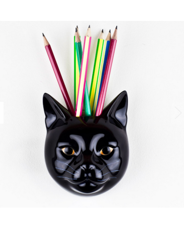 Lucky - Small Wall Vase Black Cat Quail Ceramics table flower living room vase kitatori switzerland