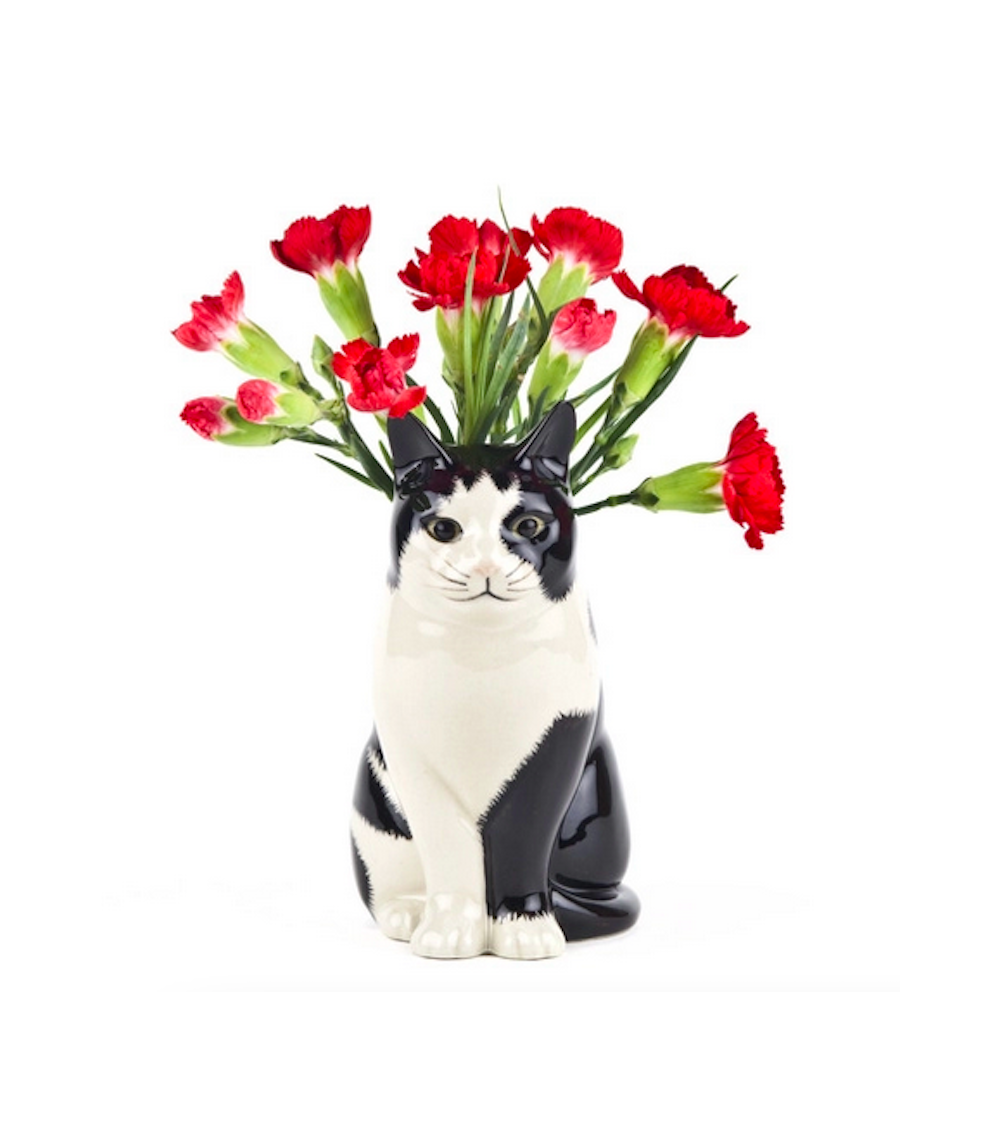 Petit vase à fleurs Chat - Barney Quail Ceramics design fleur décoratif original kitatori suisse