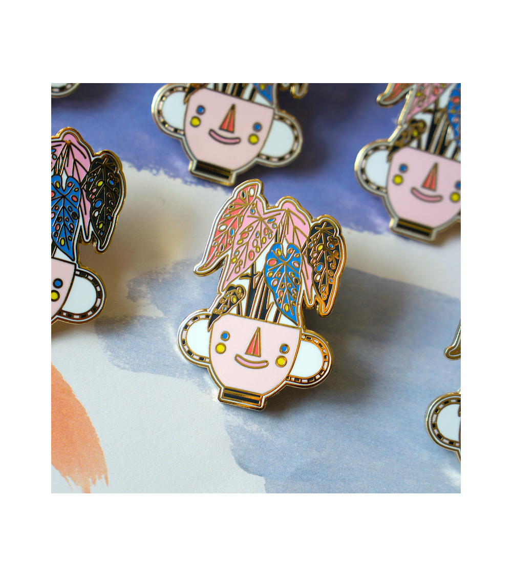 Enamel Pins - Polka Dot Begonia Angelope Design broches and pins hat pin badges collectible