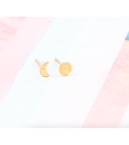 Moon & Sun - Gold plated earrings Adorabili Paris cute fashion design designer for women