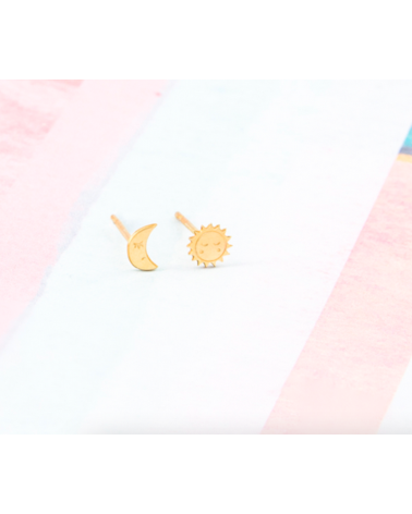 Moon & Sun - Gold plated earrings Adorabili Paris cute fashion design designer for women
