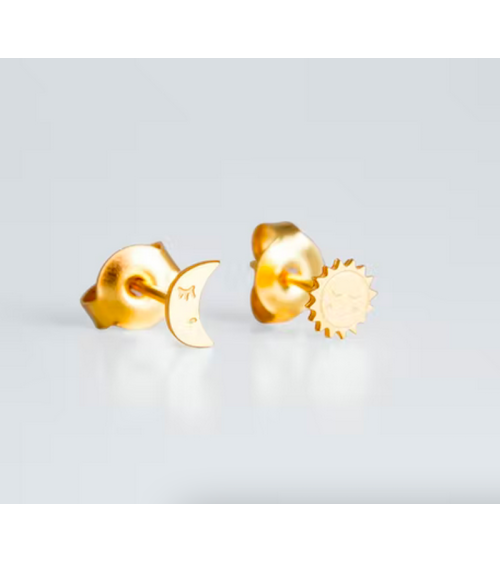 Moon & Sun - Gold plated earrings Adorabili Paris cute fashion design designer for women