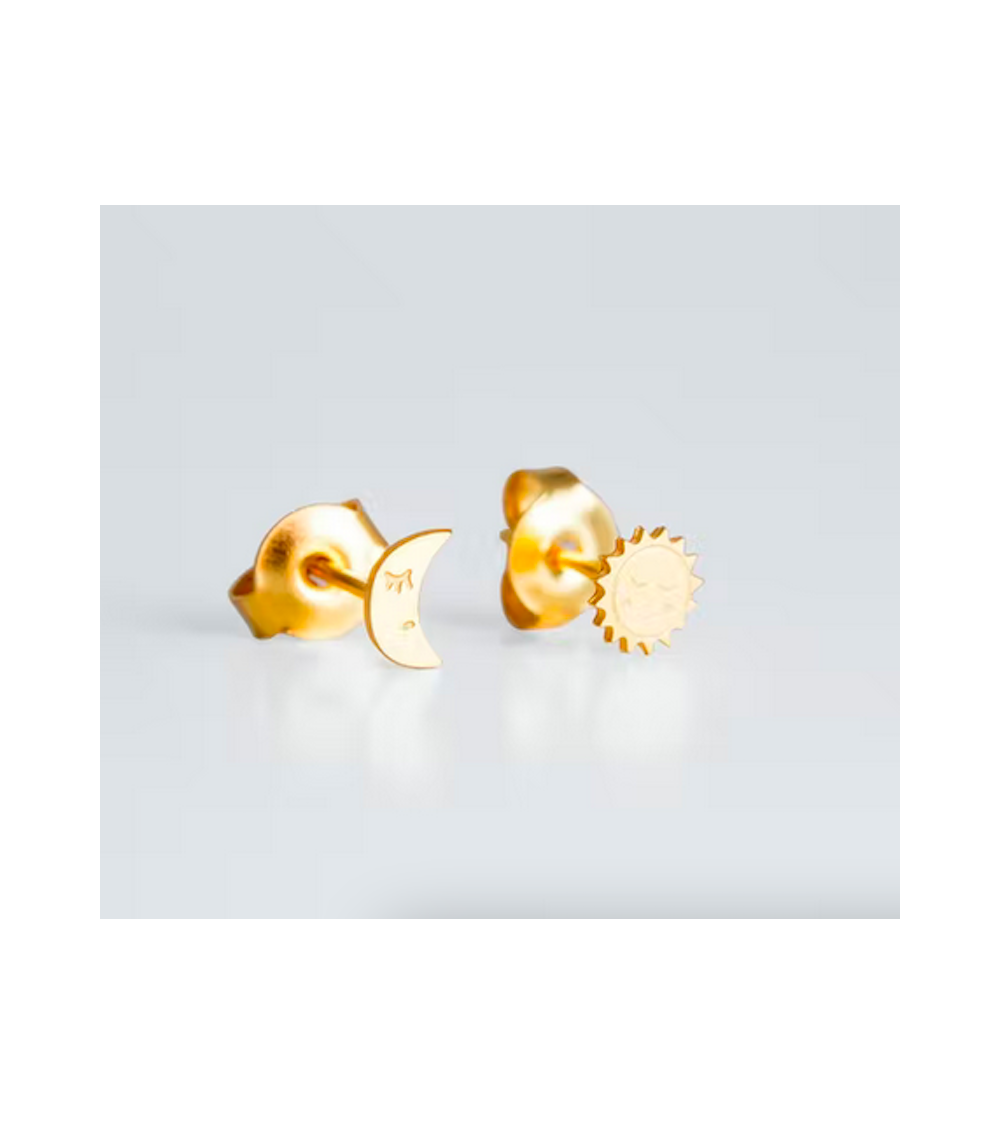 Moon & Sun - Gold plated earrings Adorabili Paris cute fashion design designer for women