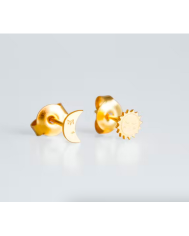 Moon & Sun - Gold plated earrings Adorabili Paris cute fashion design designer for women