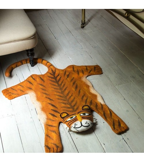 Raj the Tiger - Wool animal rug Sew Heart Felt animal rugs for nursery animal rug for living room kids