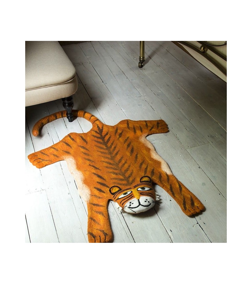 Raj the Tiger - Wool animal rug Sew Heart Felt animal rugs for nursery animal rug for living room kids