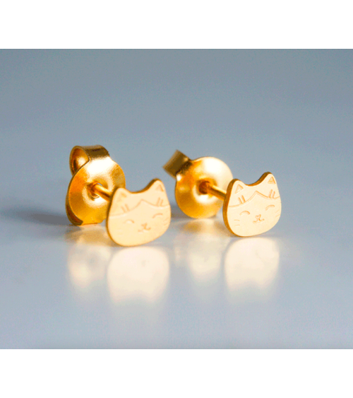 Manekineko - Boucles d'oreilles dorées à l'or fin Adorabili Paris fantaisie original femme suisse