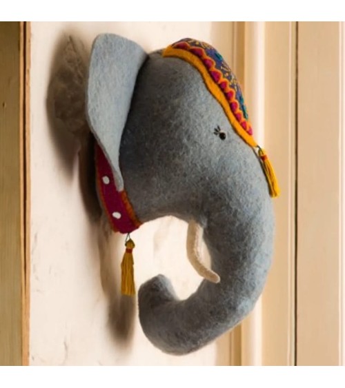 Elephant Head Wall decor - Wool Trophy Sew Heart Felt Baby & Kids Wall Decor design switzerland original