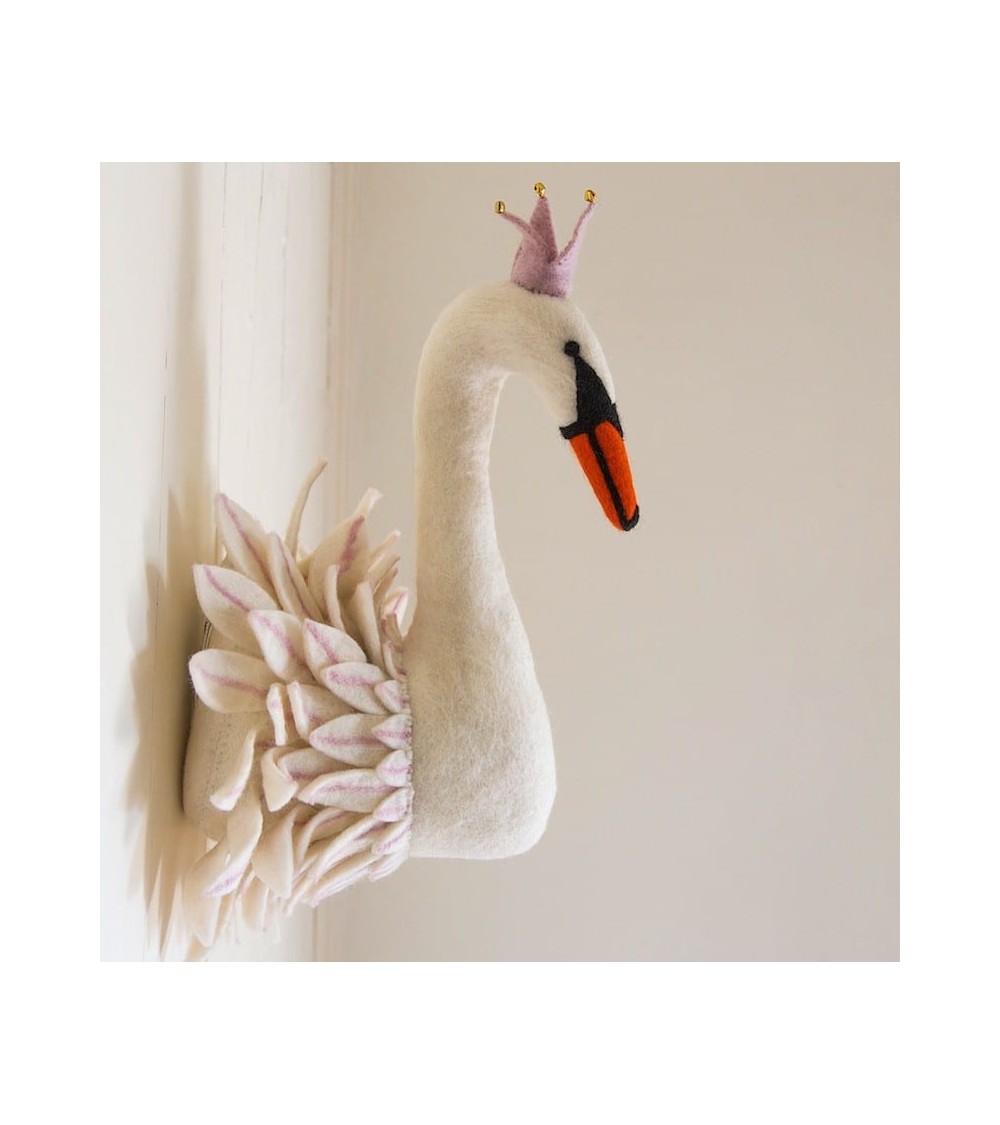 Swan Head - Wall decoration - Wool Trophy Sew Heart Felt Baby & Kids Room design switzerland original