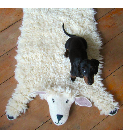 Shirley - Tappeto animale in lana - Pecora Sew Heart Felt tappeti in lana naturale fatti a mano Tappeto animali bambini