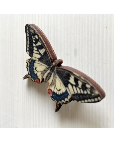 Papillon Swallowtail - Broche en bois Fen & Co pins rare métal originaux bijoux suisse