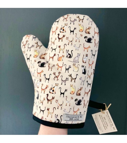 Ofenhandschuhe - Katzen Illustration by Abi topflappe topfhandschuhe hizebeständig designer kaufen backhandschuh