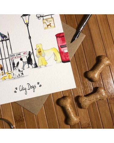 Grußkarte - Stadthunde Illustration by Abi geschenkidee schweiz kaufen