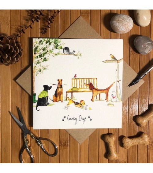 Biglietto d'auguri - Cani di campagna Illustration by Abi spiritoso auguri buon compleanno matrimonio di nascita bimbo di natale