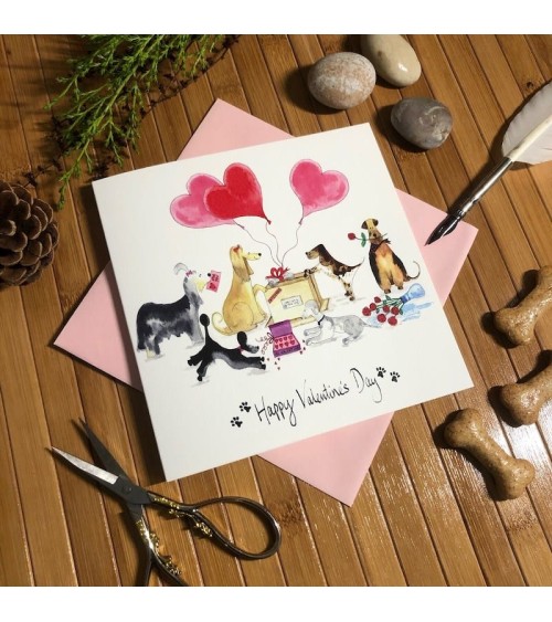 Biglietto di San Valentino - Cani in amore Illustration by Abi spiritoso auguri buon compleanno matrimonio di nascita bimbo d...