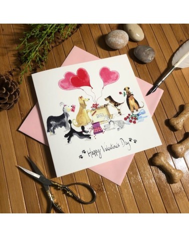 Biglietto di San Valentino - Cani in amore Illustration by Abi spiritoso auguri buon compleanno matrimonio di nascita bimbo d...