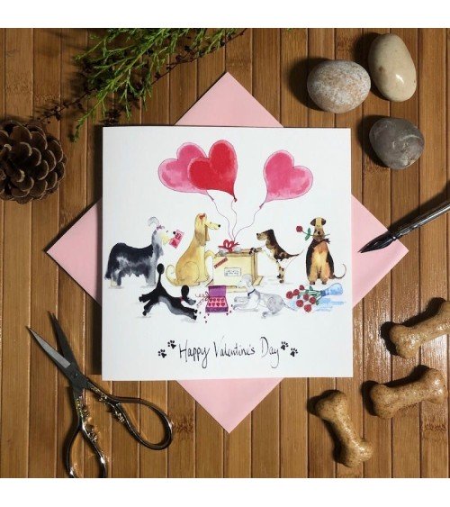 Karte zum Valentinstag - Verliebte Hunde Illustration by Abi Grußkarten design Schweiz Original