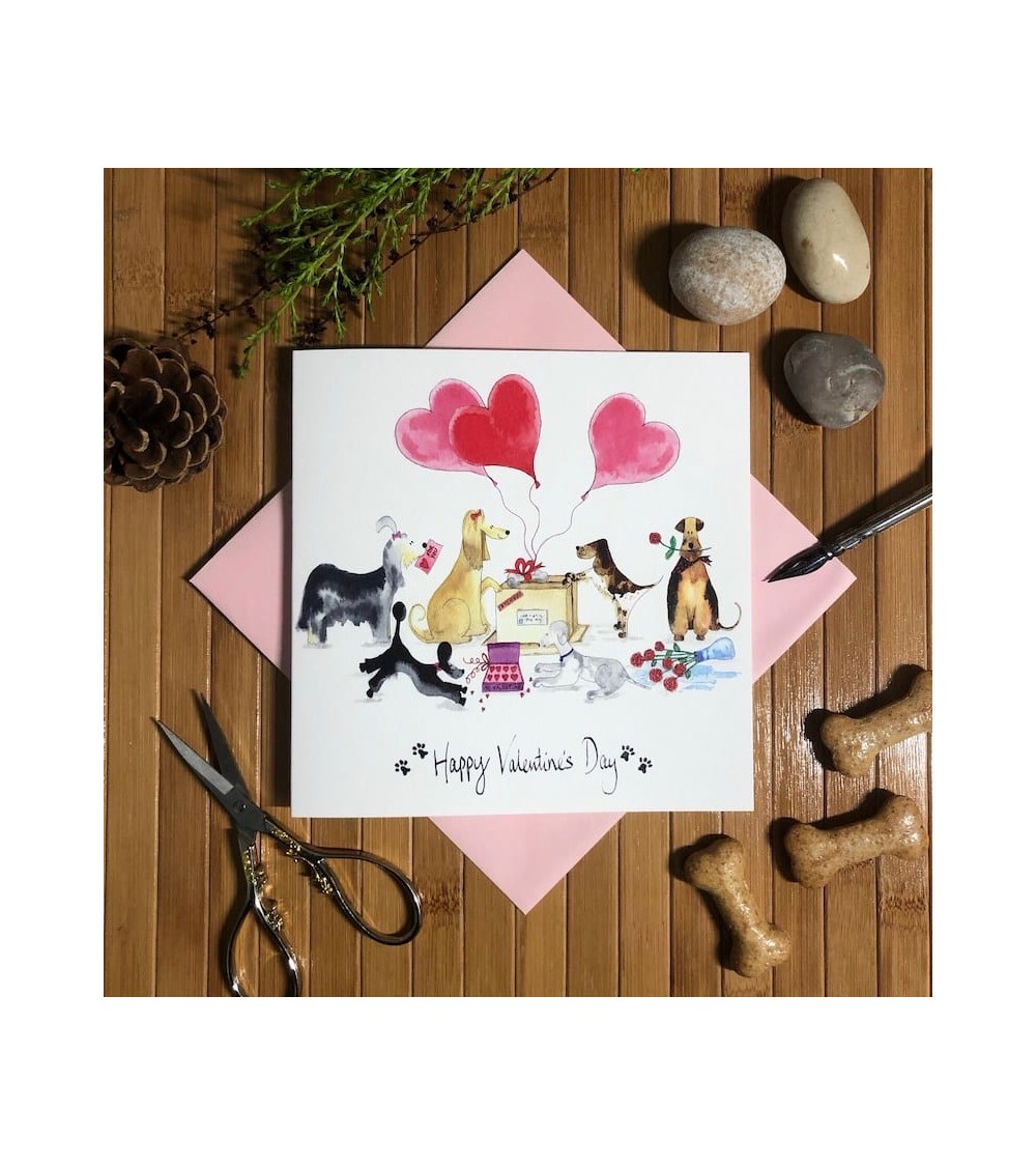 Biglietto di San Valentino - Cani in amore Illustration by Abi spiritoso auguri buon compleanno matrimonio di nascita bimbo d...