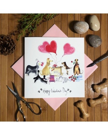 Biglietto di San Valentino - Cani in amore Illustration by Abi spiritoso auguri buon compleanno matrimonio di nascita bimbo d...