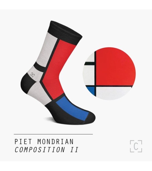 Chaussettes - Composition II en rouge, bleu et jaune de Piet Mondrian Curator Socks Chaussettes design suisse original