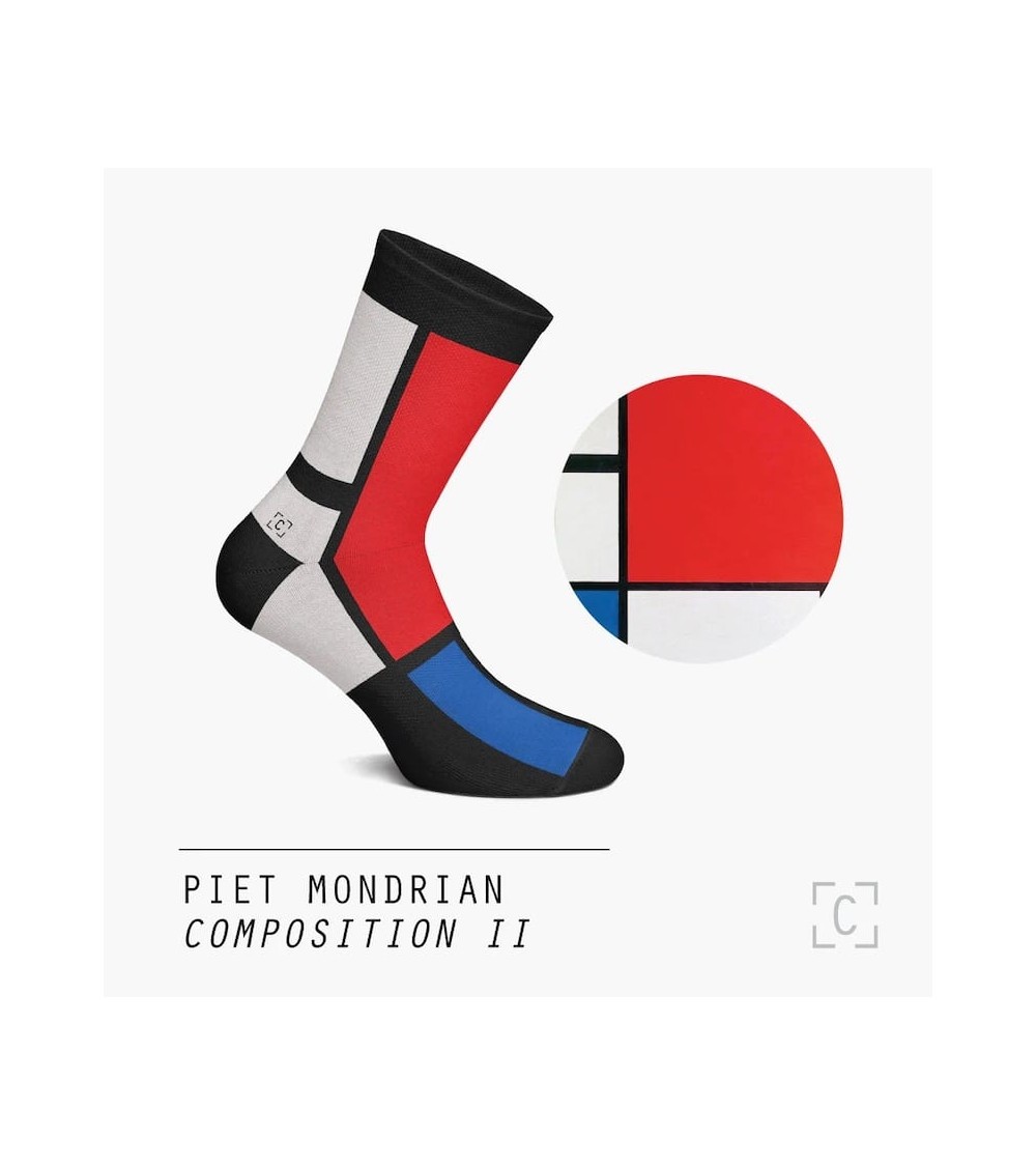Calzini - Composizione II in rosso, blu e giallo di Piet Mondrian Curator Socks calze da uomo per donna divertenti simpatici ...