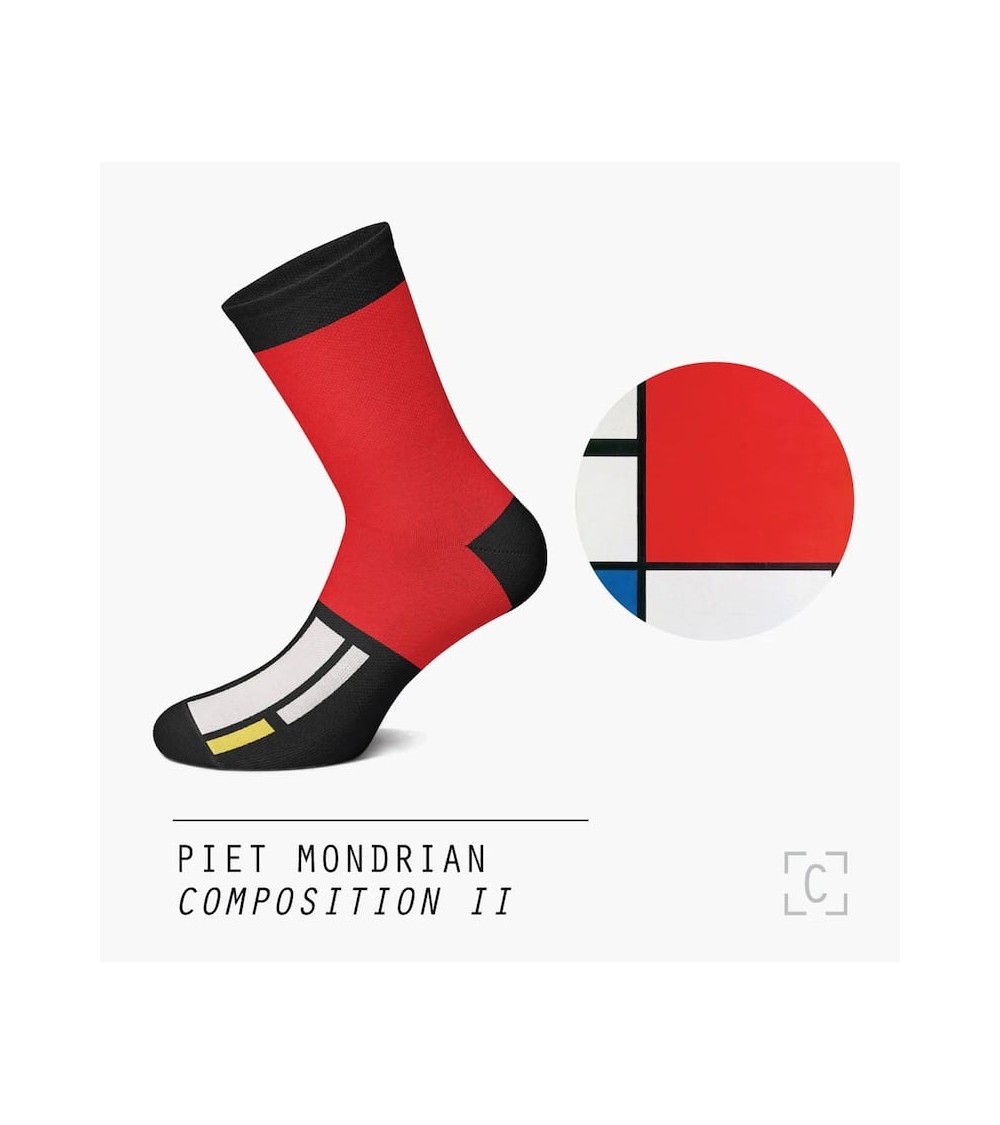 Socks - Composition II in Red, Blue and Yellow by Piet Mondrian Curator Socks funny crazy cute cool best pop socks for women men