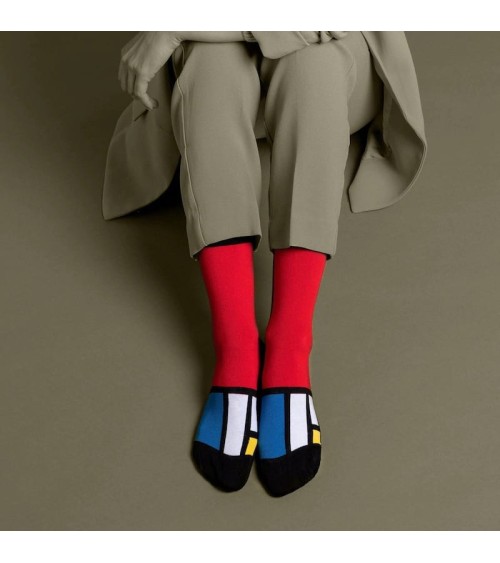 Socken - Komposition II in Rot, Blau und Gelb von Piet Mondrian Curator Socks Socke lustige Damen Herren farbige coole socken...