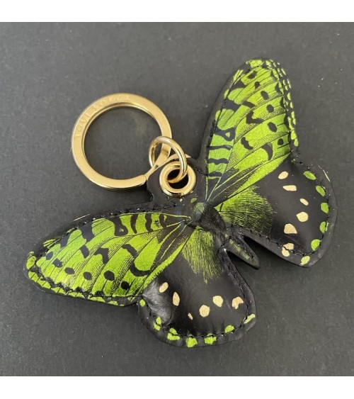 Schlüsselanhänger aus Leder - Grüner Schmetterling Alkəməst Schlüsselanhänger design Schweiz Original