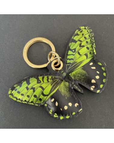 Porte-clés en cuir - Papillon Vert Alkemest idée cadeau original suisse