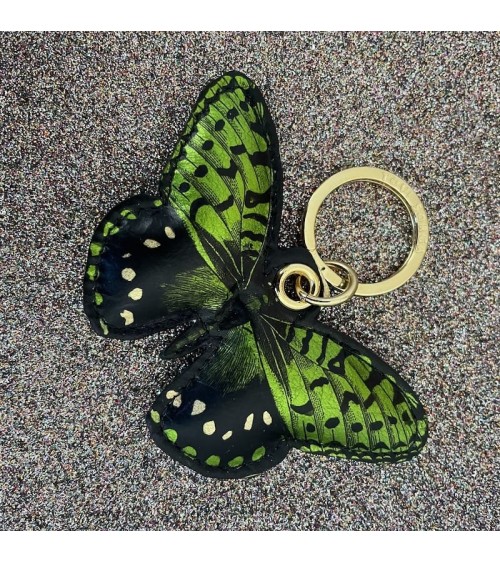 Leather Keyring - Green Butterfly Alkemest original gift idea switzerland