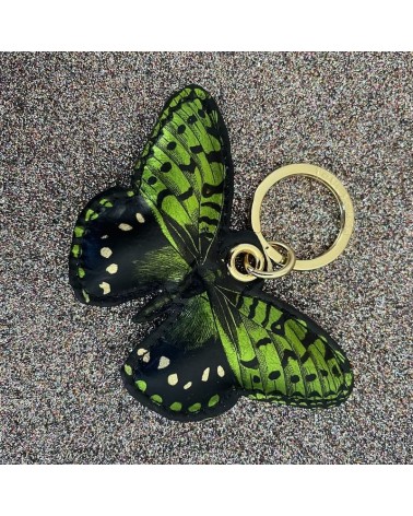 Leather Keyring - Green Butterfly Alkemest original gift idea switzerland