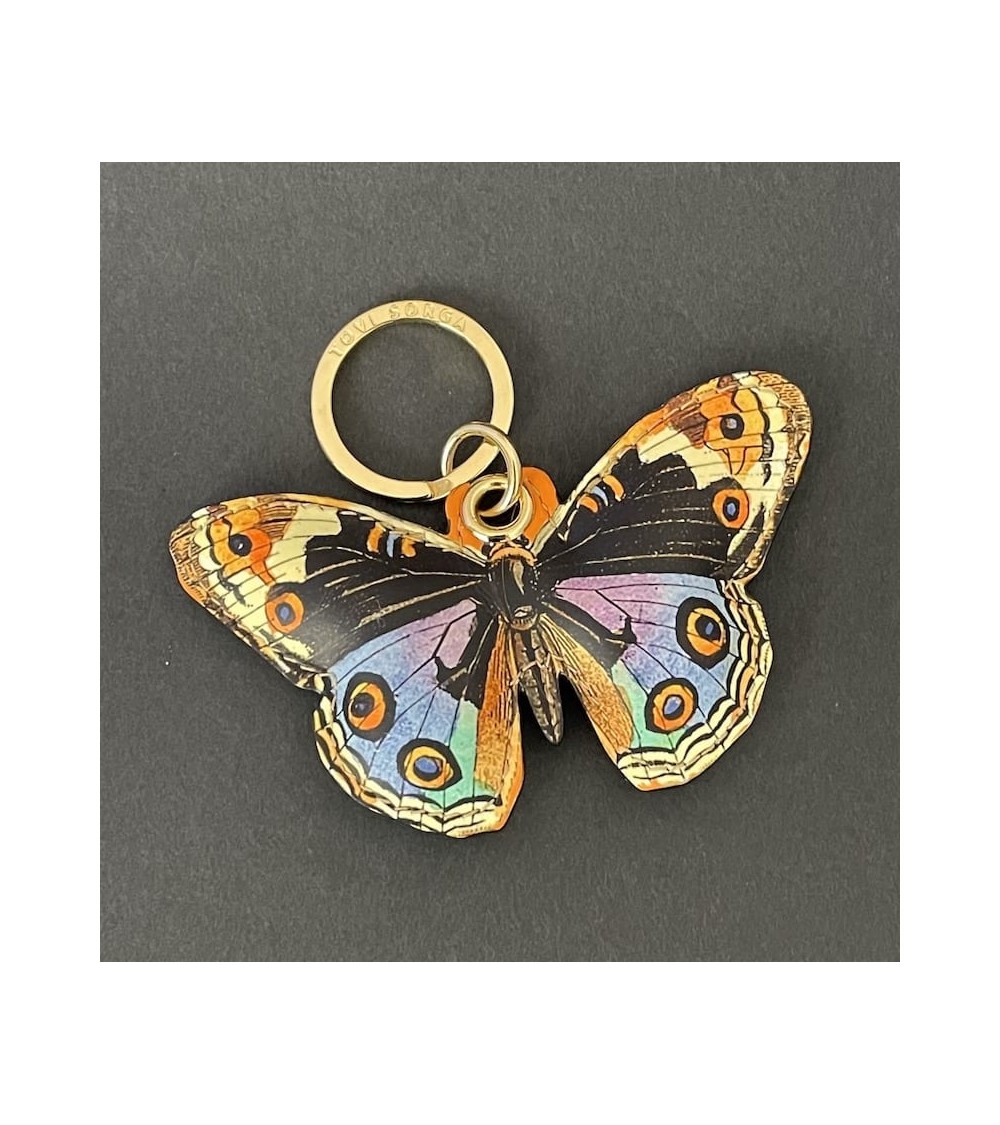 Porte-clés en cuir - Papillon multicolore Alkemest idée cadeau original suisse