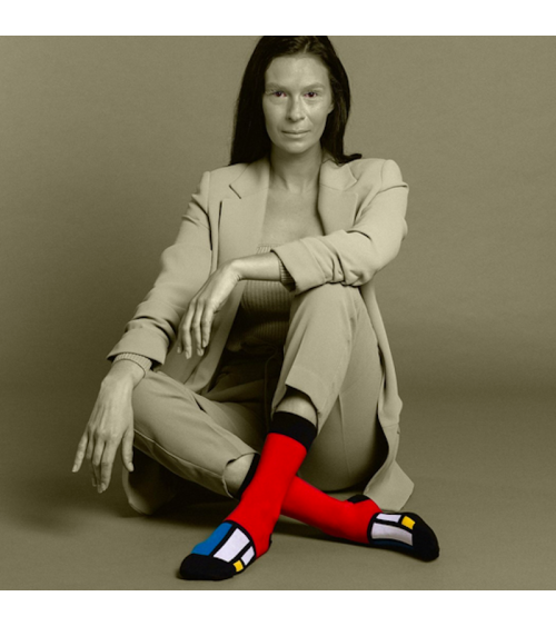 Calzini - Composizione II in rosso, blu e giallo di Piet Mondrian Curator Socks calze da uomo per donna divertenti simpatici ...