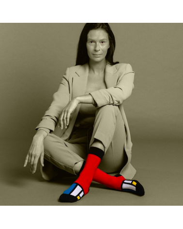 Calzini - Composizione II in rosso, blu e giallo di Piet Mondrian Curator Socks calze da uomo per donna divertenti simpatici ...