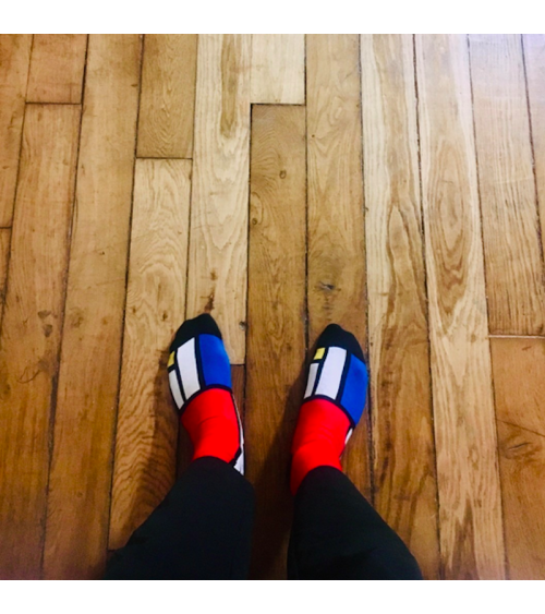 Calzini - Composizione II in rosso, blu e giallo di Piet Mondrian Curator Socks calze da uomo per donna divertenti simpatici ...