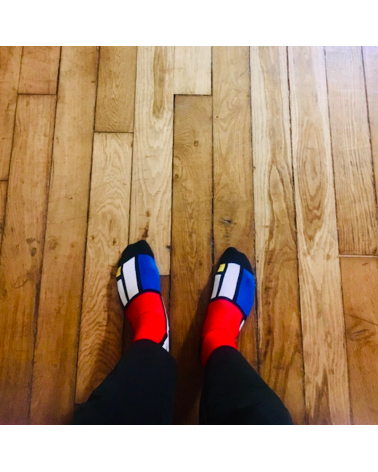 Calzini - Composizione II in rosso, blu e giallo di Piet Mondrian Curator Socks calze da uomo per donna divertenti simpatici ...