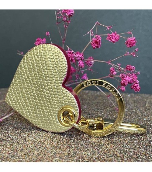 Leather Keyring - Golden Heart Alkemest Keychain design switzerland original
