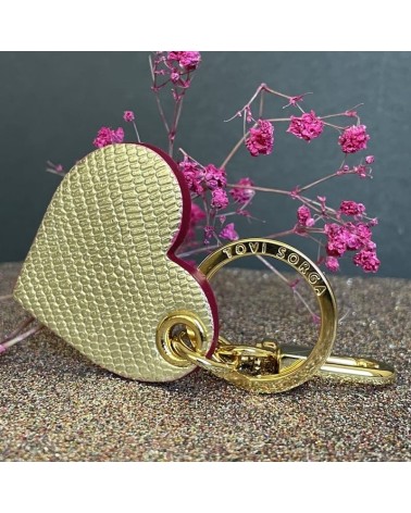 Porte-clés en cuir - Coeur doré Alkemest idée cadeau original suisse