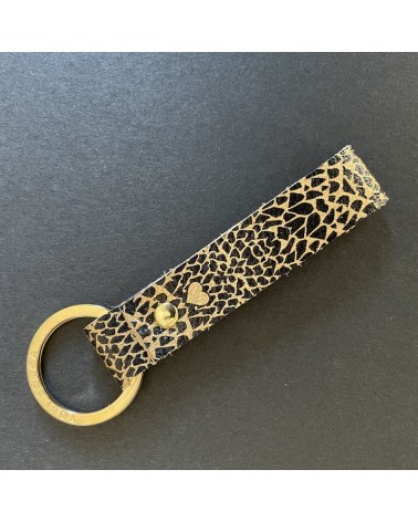 Leather Keyring - Gold Python Print Alkemest original gift idea switzerland